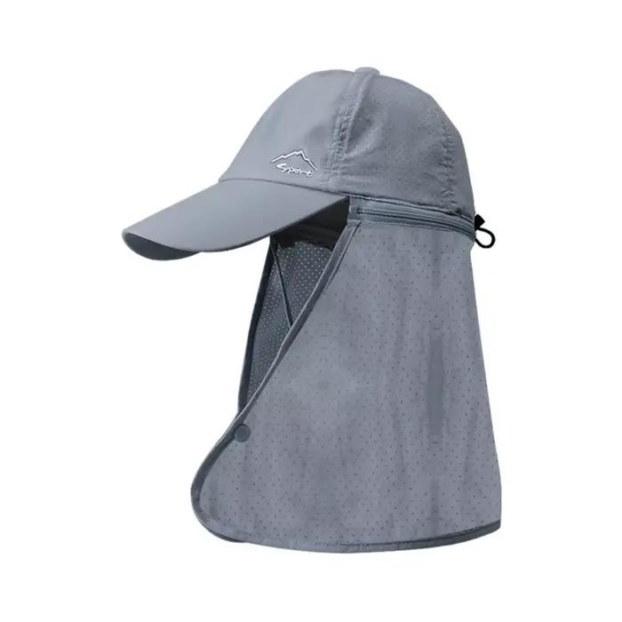 Chapeau de soleil pliable pour homme et femme, avec protection faciale intégrée, en maille respirant