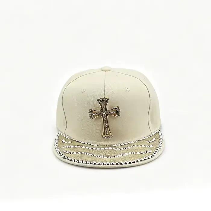 Casquette Hip-Hop à lanières croisées, Gouttes de cristal, Large bord, Unisexe, Élégante, Tendance, 