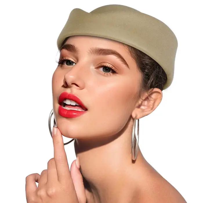Chapeau d'hôtesse béret en feutre pour femmes, chapeau d'agent de bord en laine, casquette de piluli