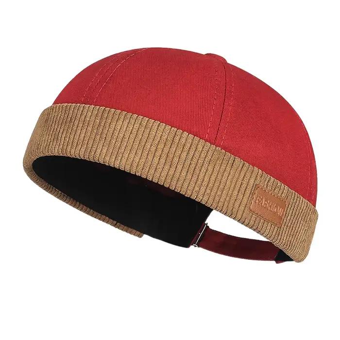 Chapeau sans bords réglable et décontracté, casquette Docker Vintage en velours côtelé, couleur unie
