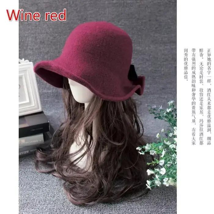 Chapeaux seau en laine Vintage pour femmes, chapeau de pêcheur avec nœuds à la mode, hiver, noir, ca