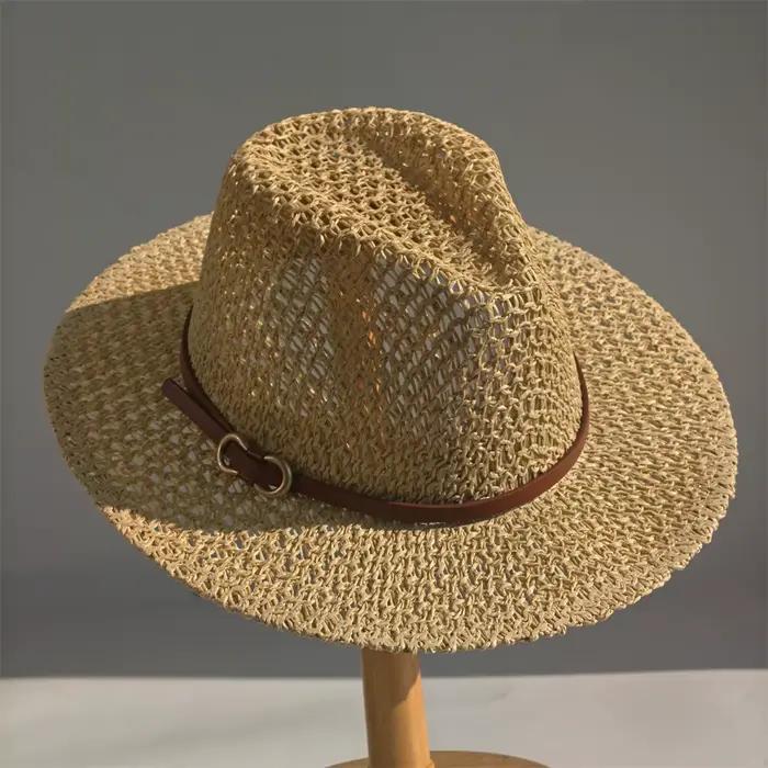 Chapeau de paille Panama, chapeau de protection solaire, chapeau de plage classique et polyvalent, c