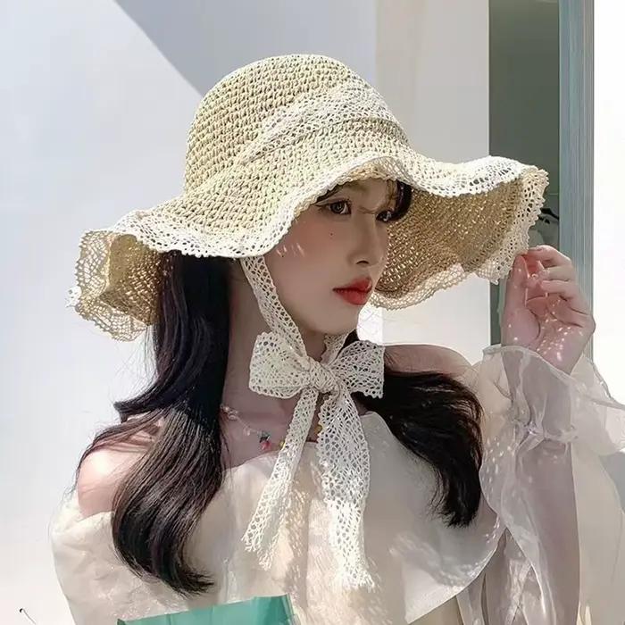 Chapeau de soleil de plage d'été pour femmes, chapeau d'été à large bord, Portable, pliable, Design 