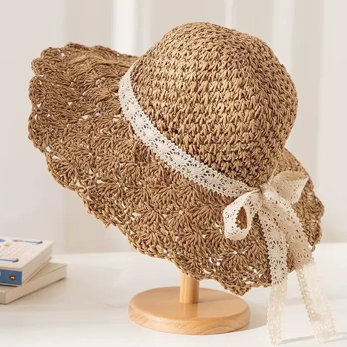 Nouveau chapeau d'été pour femme, chapeau de paille à large bord, pliable, pour la plage et les vaca