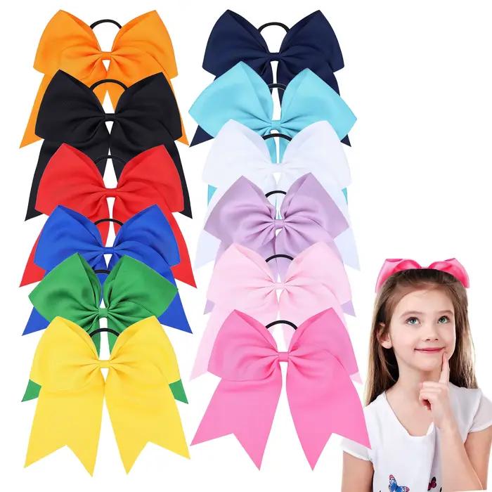 20 pièces 7 pouces gros arc bandeaux pour filles couleurs unies élastique cheveux cravates ruban nœu