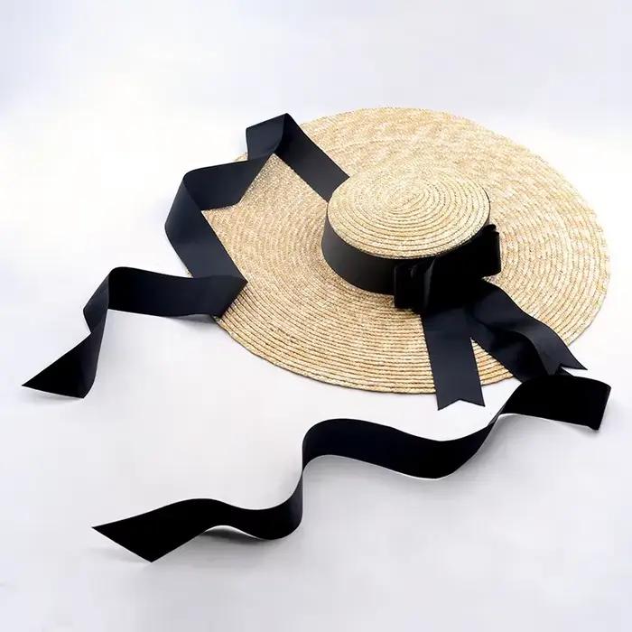 Chapeaux de plage à large bord pour femmes, 15/18cm, élégant, romantique, grand chapeau de soleil av