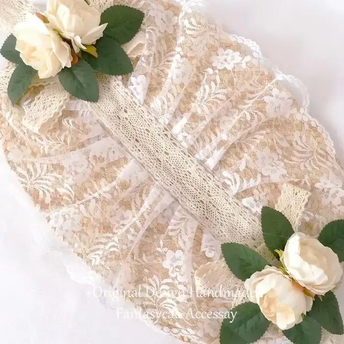 Lolita – chapeau de paille en dentelle pour filles, élégant, plat, fleurs, pour fête de thé, chapeau
