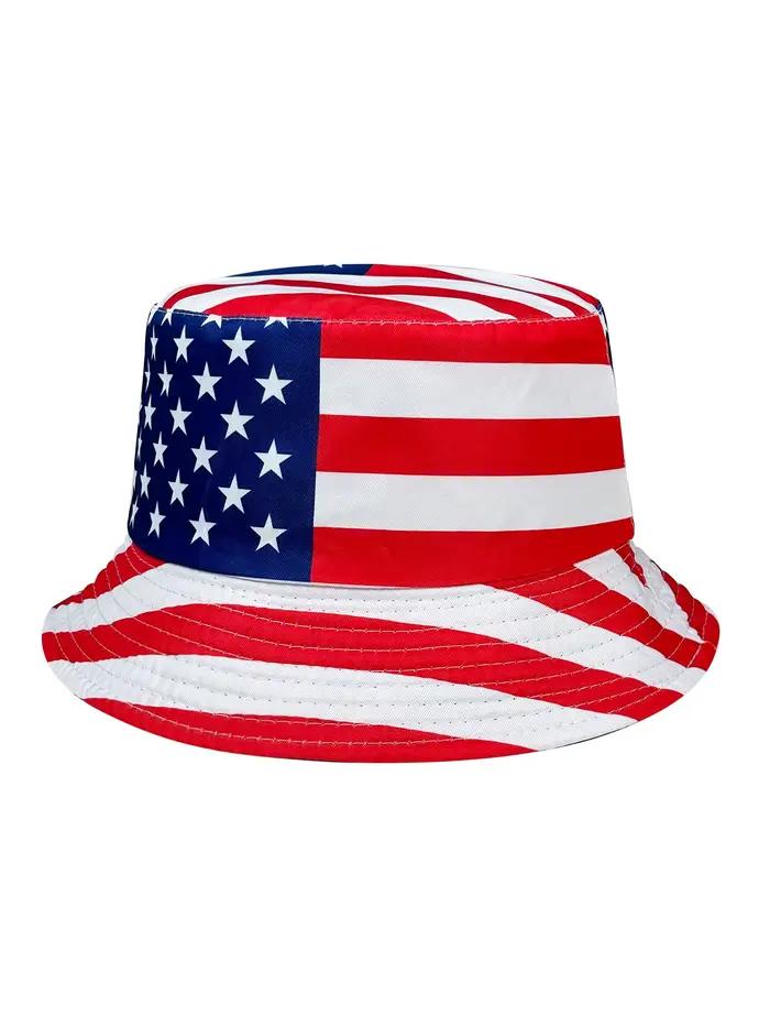 Chapeau seau drapeau américain patriotique, réversible, style décontracté, pliable, adapté au jour d