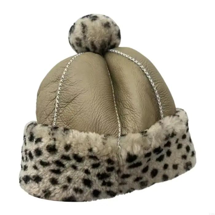 Casquette d'hiver unisexe en fourrure mouton, avec Design pliable, chapeau trappeur coupe-vent à rab