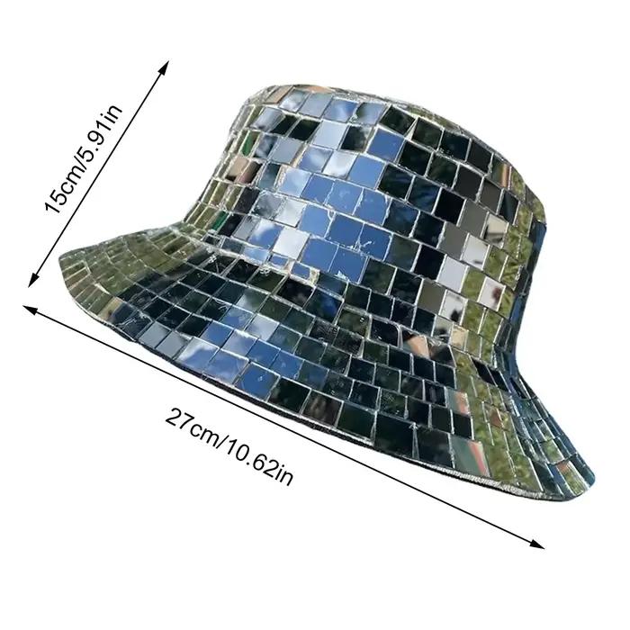 Casquette de fête classique pour Club Bar, chapeau seau à miroir à paillettes, casque de boule Disco
