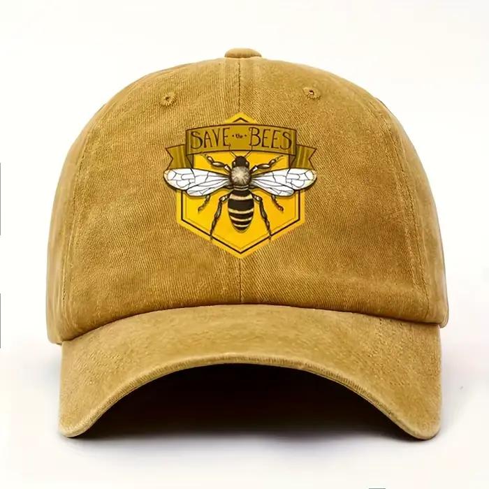 Casquette de baseball imprimée abeille, casquette décontractée d'extérieur réglable pour hommes et f