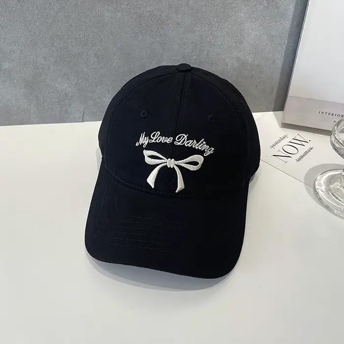 Casquette de baseball Sweet Bow avec broderie de lettres, casquette à visière large, casquette à vis