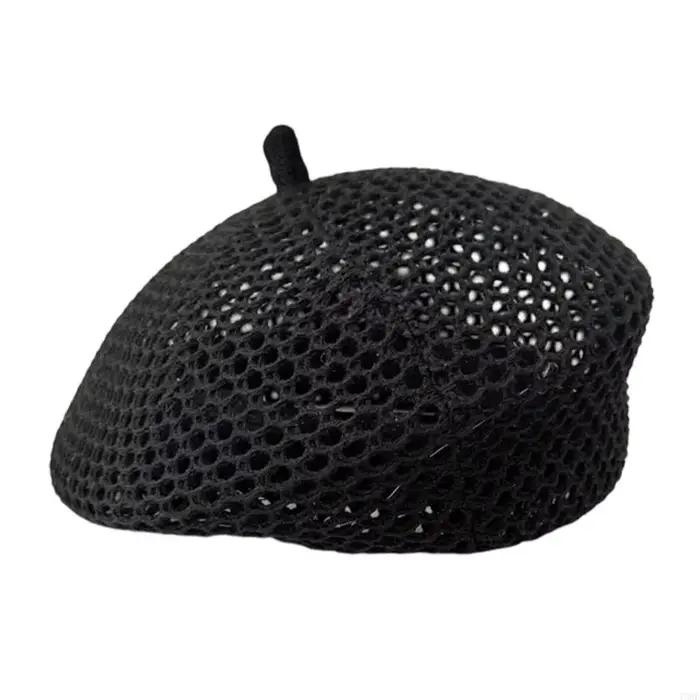 Béret en tricot ajouré élégant, chapeau soleil pour femmes filles, chapeau peintre confortable pour 