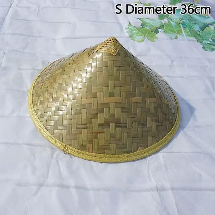 Chapeau de pêcheur chinois traditionnel, bambou conique vert tissé, chapeau seau en paille de rotin 