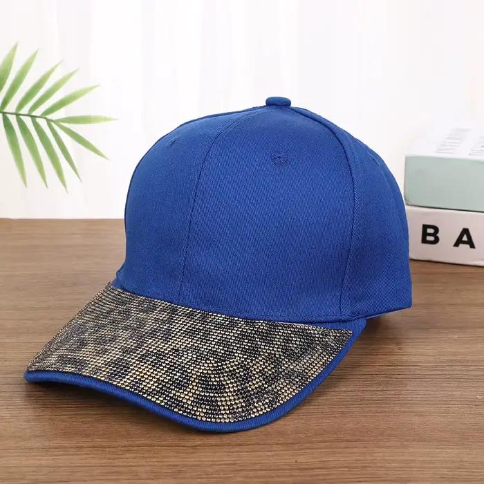Casquette de baseball personnalisée avec logo, imprimé léopard et strass, pour hommes et femmes, pro