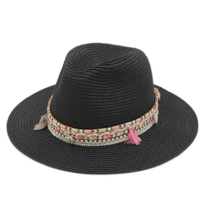 Chapeau Fedora Panama Chapeau de paille d'été pour femmes et hommes – Chapeau de soleil à large bord
