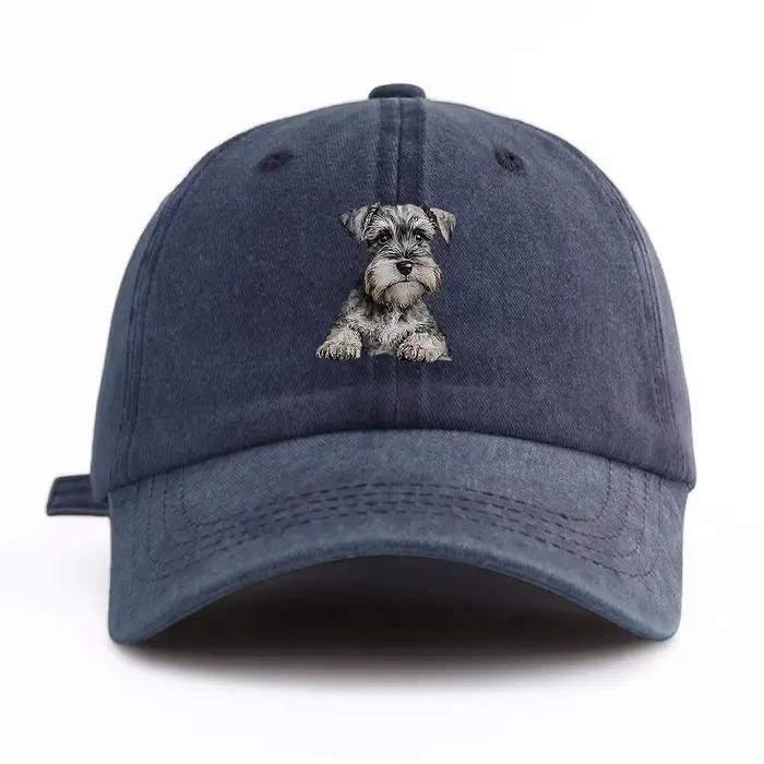 Casquette de Baseball délavée imprimée Schnauzer pour adultes, chapeau de papa réglable et doux, Sty