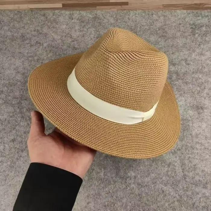 Chapeau de paille Panama 64 cm à large bord, pliable, tressé, grande taille, pour femmes et hommes, 