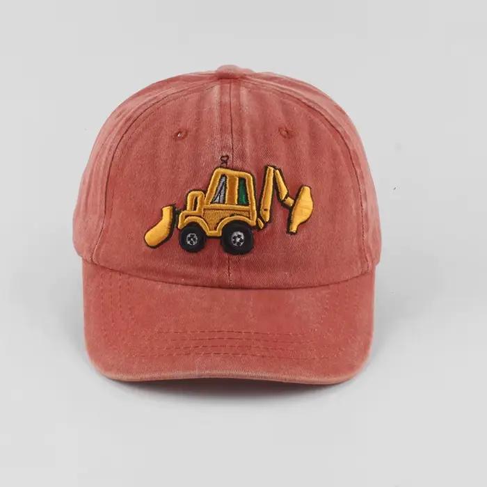 Casquette de Baseball en coton délavé pour bébé, casquette brodée de pelle de dessin animé pour enfa