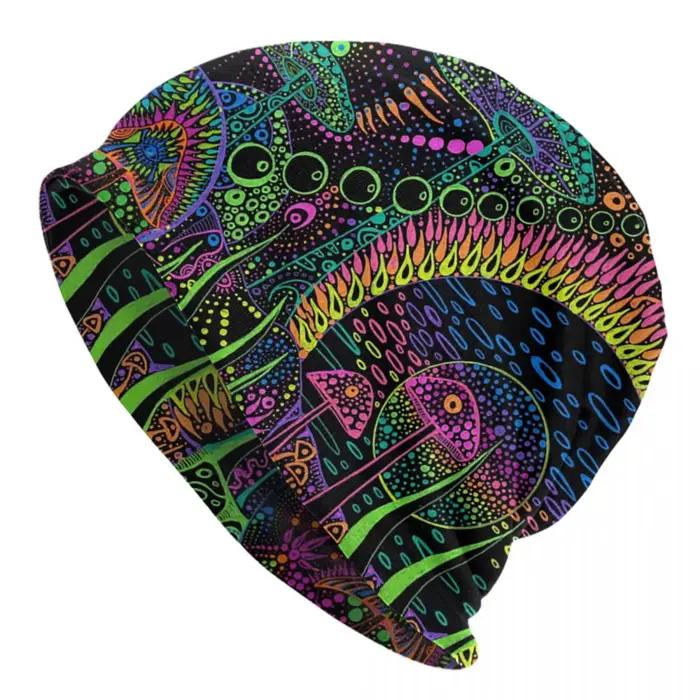 Bonnet goth néon pastel psychédélique pour hommes et femmes, bonnets unisexes chauds, chapeau Ogo pe