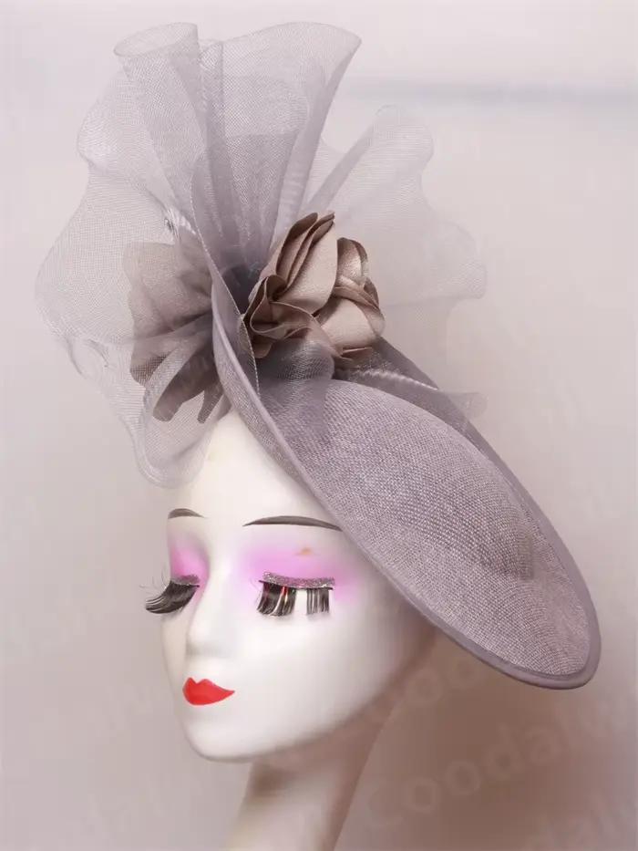 Chapeau fascinateur bleu marine Chic pour femmes, casquette de chapellerie Ascot royal élégante, acc