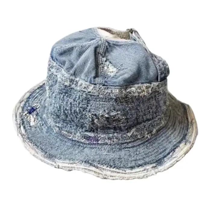 Chapeaux de pêcheur tendance délavés en jean, style rétro, pour l'hiver chaud et l'été, protection s