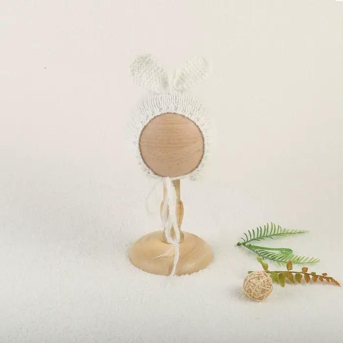 Bonnet de lapin Angora tricoté doux et extensible, avec grandes oreilles, accessoires de photographi