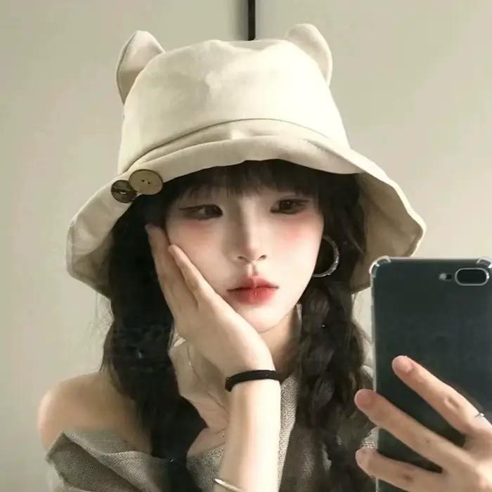 NOUVEAU ! Chapeau de pêcheur pour femme à motif dessin animé, chapeau bob anti-UV à large bord, visi