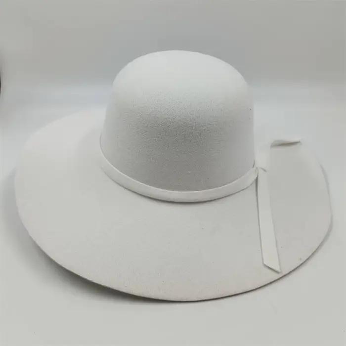 Chapeau en feutre coloré à grand bord pour femmes, Vintage français, unisexe, Fedora, mode dôme, sea