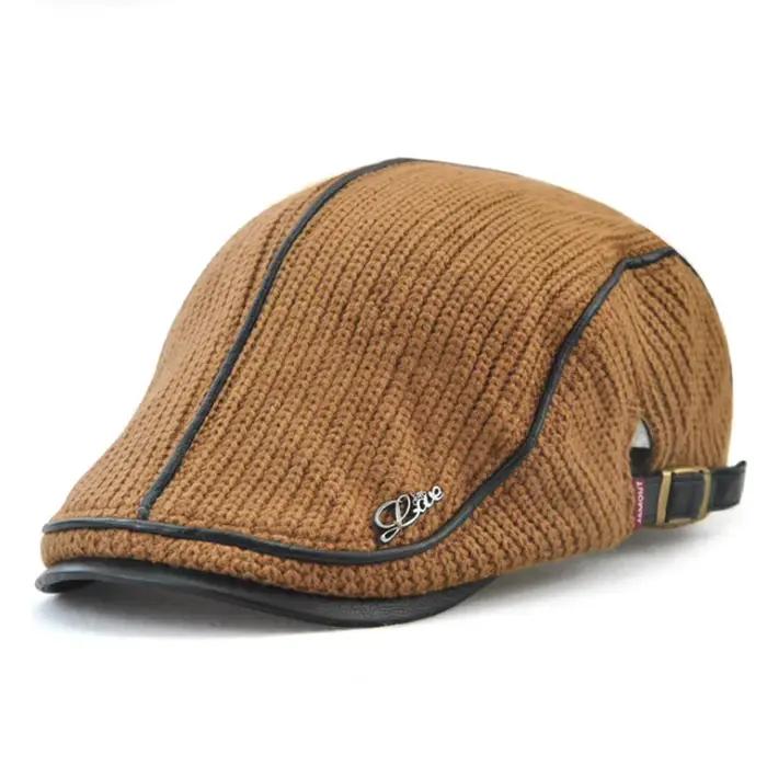 JAMONT High Quality English Style Winter Woolen Elderly Men Cap Thick Warm Beret Hat Classic Design 