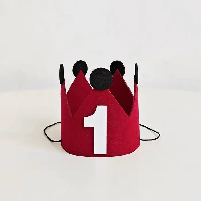 Chapeau joyeux anniversaire pour bébé, chapeau en feutre pour fête de premier anniversaire, 1er, 2e,