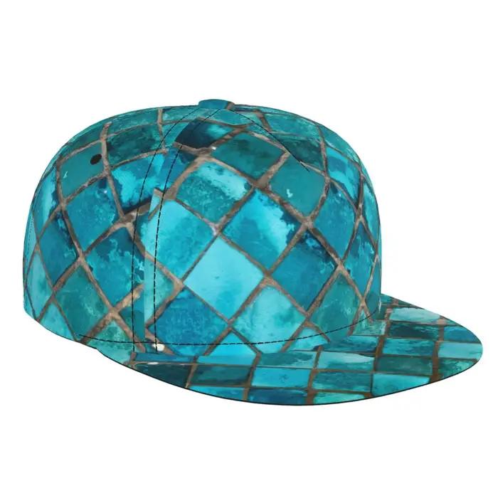Casquette de Baseball unisexe à rabat plat, motif bleu Turquoise, visière plate de Style Hip Hop, vi
