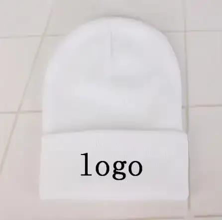 Chapeau d'hiver avec Logo personnalisé brodé ou imprimé de votre Logo, bonnet tricoté d'hiver, lettr