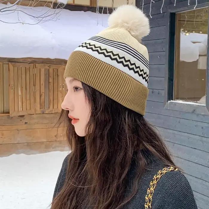 Nouveau Chapeau en laine tricoté pour femmes automne/hiver avec une grande circonférence de la tête 