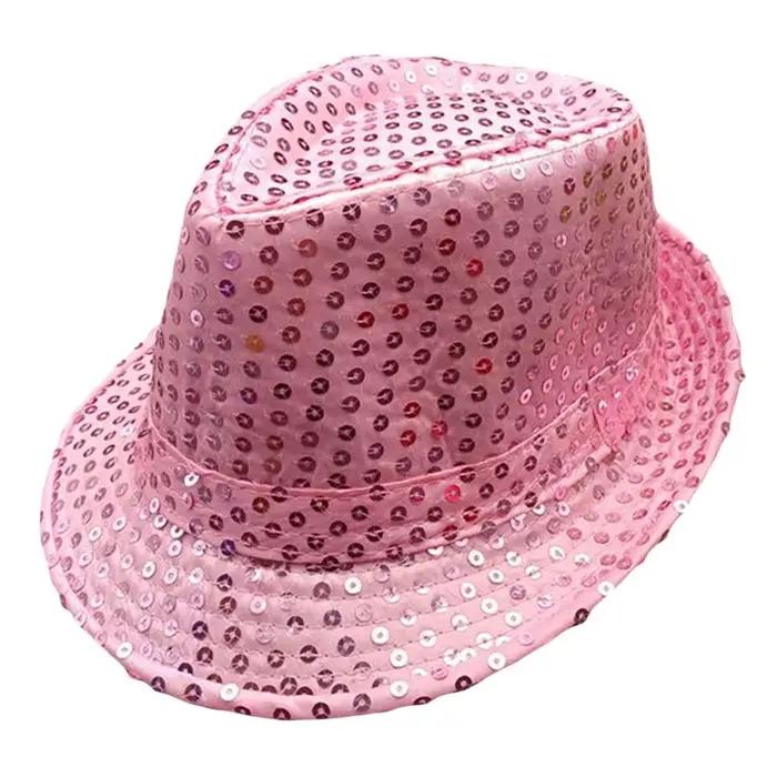 Chapeau de Jazz pour hommes et femmes, casquette de spectacle de danse sur scène décorée à paillette