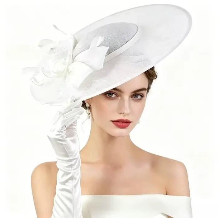 Chapeau élégant pour femme, grand fascinateur pour l'église et les occasions formelles, coiffe de ma