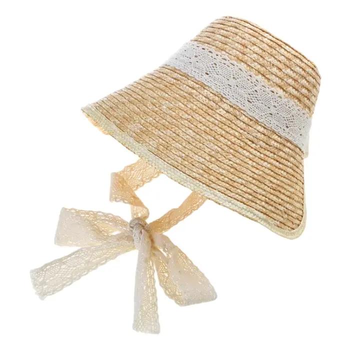 Chapeau de paille de style français avec lacets pour femme, chapeau de présidence pour adolescente, 
