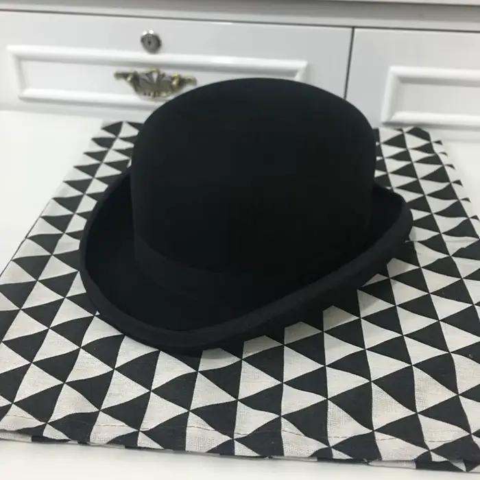 Chapeau melon en laine chapeaux billycock en feutre de luxe pour hommes avec ceinture casquette à bo