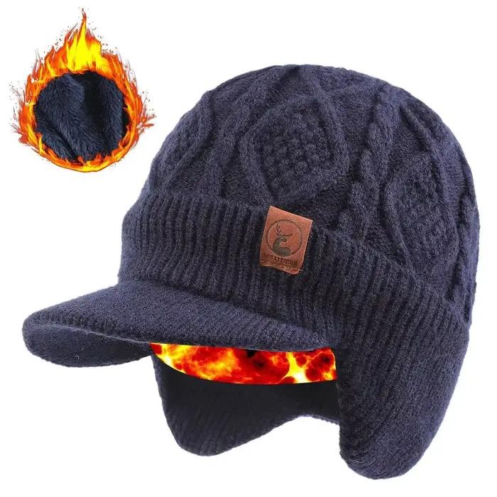 SUPER chaud hiver bonnet chapeau hommes femmes épais polaire doublé casquette avec oreillettes visiè
