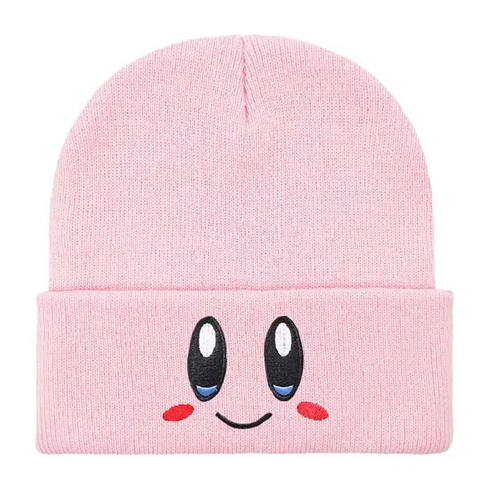 Bonnet tricoté brodé unisexe Kirby, accessoires dérivés de dessins animés et d'anime, bonnets tendan