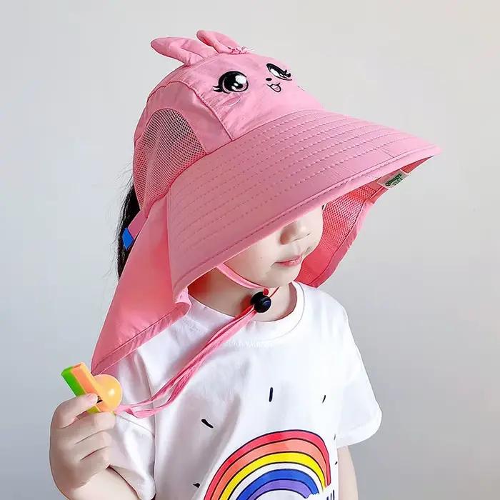Chapeau de soleil pour enfants avec protection UV et rabat pour le cou, respirant, pour tout-petits,
