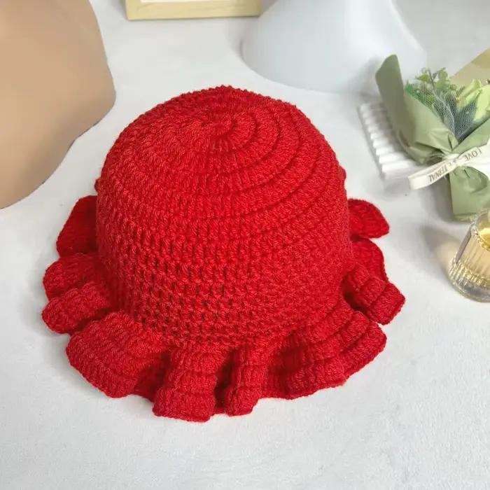 Chapeau seau conique au crochet fait à la main – Chapeau de pêcheur à bord ébouriffé pour femme, cas