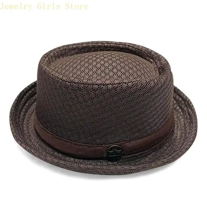 Chapeau soleil en maille E56F pour hommes, avec haut en porc, taille réglable 56 à 60 forme légère p