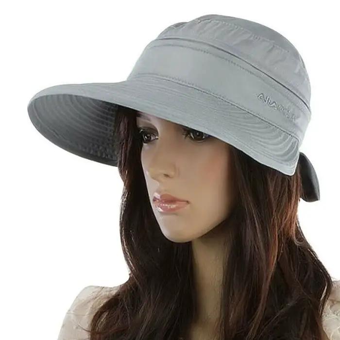 Chapeau de plage anti-UV pour femmes, casquette d'extérieur, visière d'été, à large bord