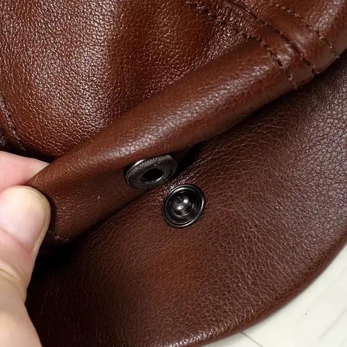 2025 nouveau chapeau en cuir véritable casquette ceinture béret en peau de vache chaud hiver coton h