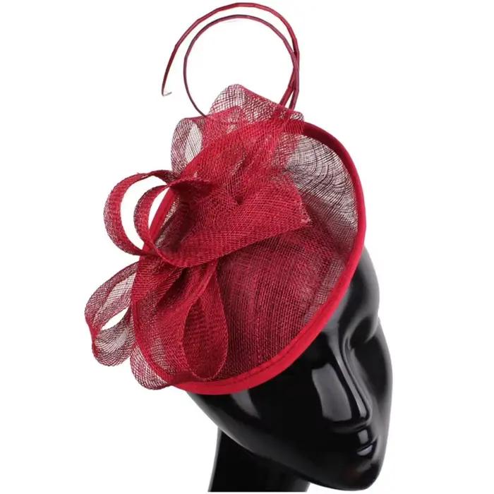 Chapeau de cocktail fascinateur en sinamay de haute qualité pour femme avec pinces à plumes, idéal p