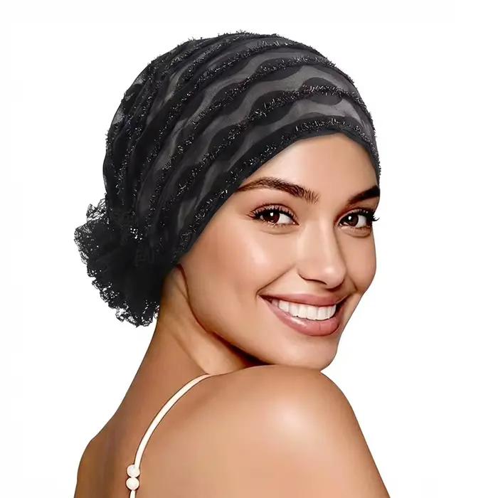 Nouveau Turban en Dentelle Florale pour Femme Printemps-Automne, Bonnets Respirants pour Soins Capil