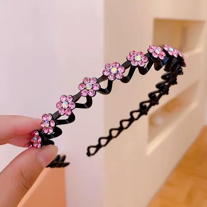 Bandeaux élastiques antidérapants en strass pour femmes, fleur, mode perle, cerceau pour cheveux, lu