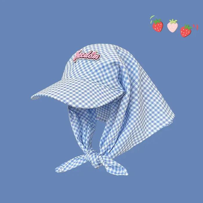 Chapeaux pare-soleil à carreaux pour femmes, Simple, doux, personnalité, mode, tendance, Style corée