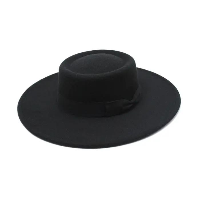Chapeau Fedora avec nœud papillon français, Imitation laine, Fedoras pour dames, chapeaux de Jazz de